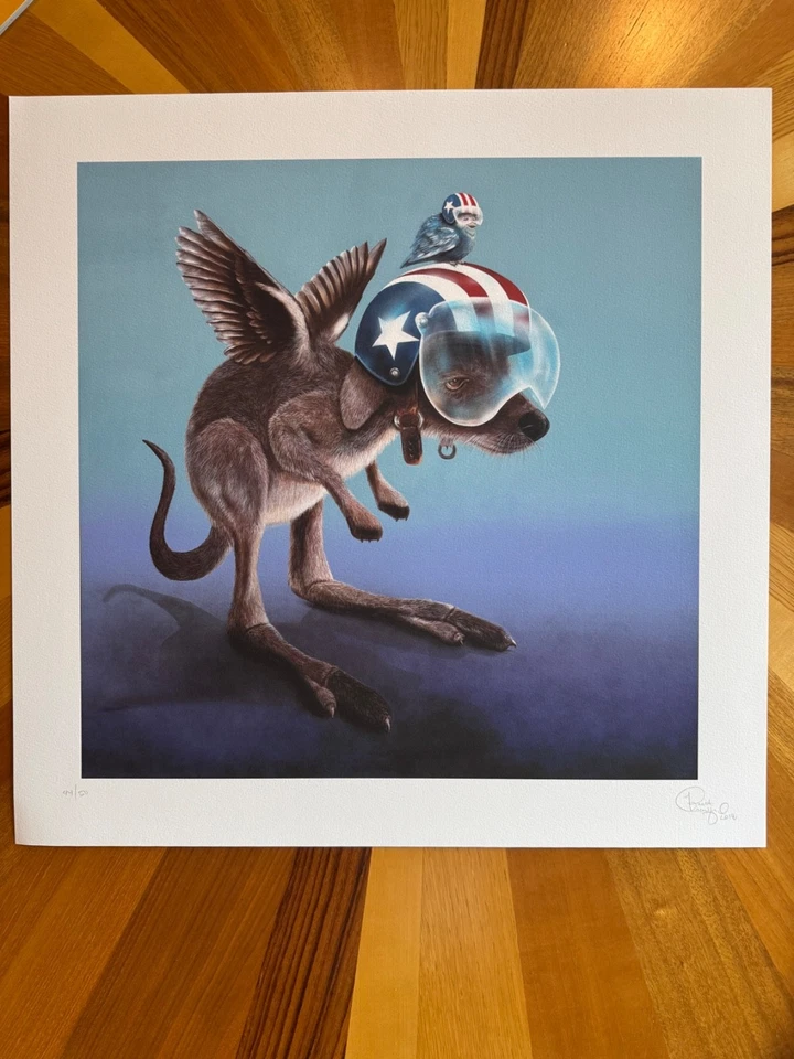 Pintura original firmada por Brett Crawford arte graffiti sobre lienzo Falcaroo Knievel Foto 3 de 4