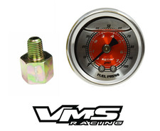 Vms 94-98 Ford Mustang Gt 5.0 V8 Fuel Rail Pressure Gauge Adapter Kit Red