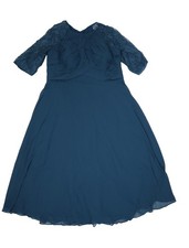 Azazie Dorothea MBD Dress Womens 16 Blue Chiffon Mother Of The Bride Maxi Formal