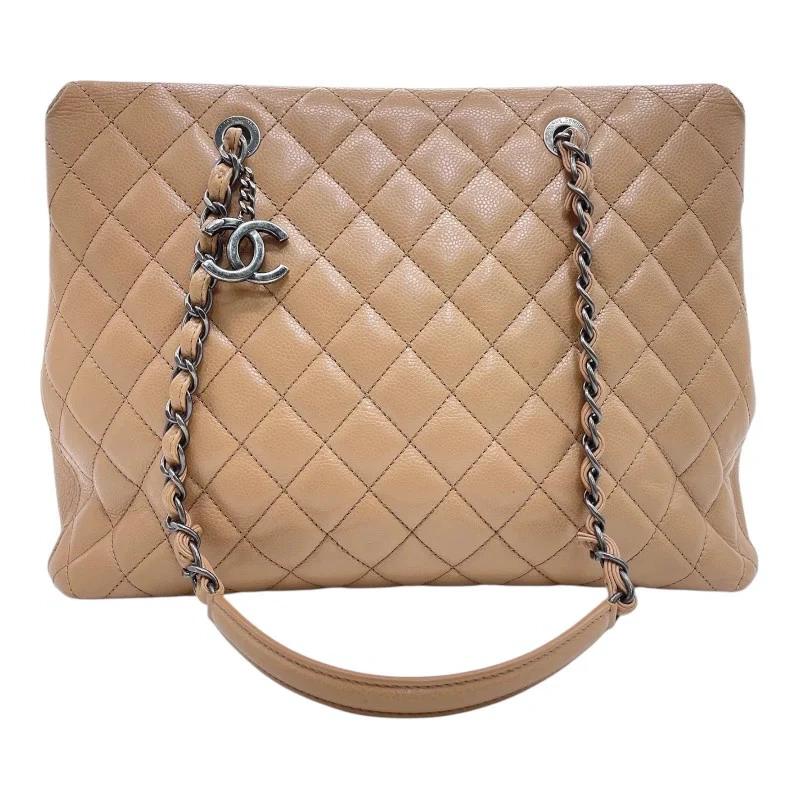 Chanel — CHANEL Matelassé Chain Tote Beige Tote #OKB2061