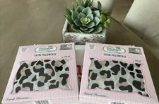 2 The Vintage Cosmetic Co. White Leopard Print Satin Pillowcase-Standard Size