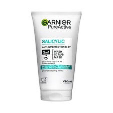 Garnier Pure Active 3in1 Clay Mask-Wash-Scrub 150ml, With 150 ml (Pack of 1) 