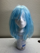 Vibrant Short Length Blue Cosplay Wig With Bangs