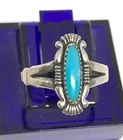 Vintage Native American Bell Trading Post Sterling Silver Turquoise Ring Sz 7