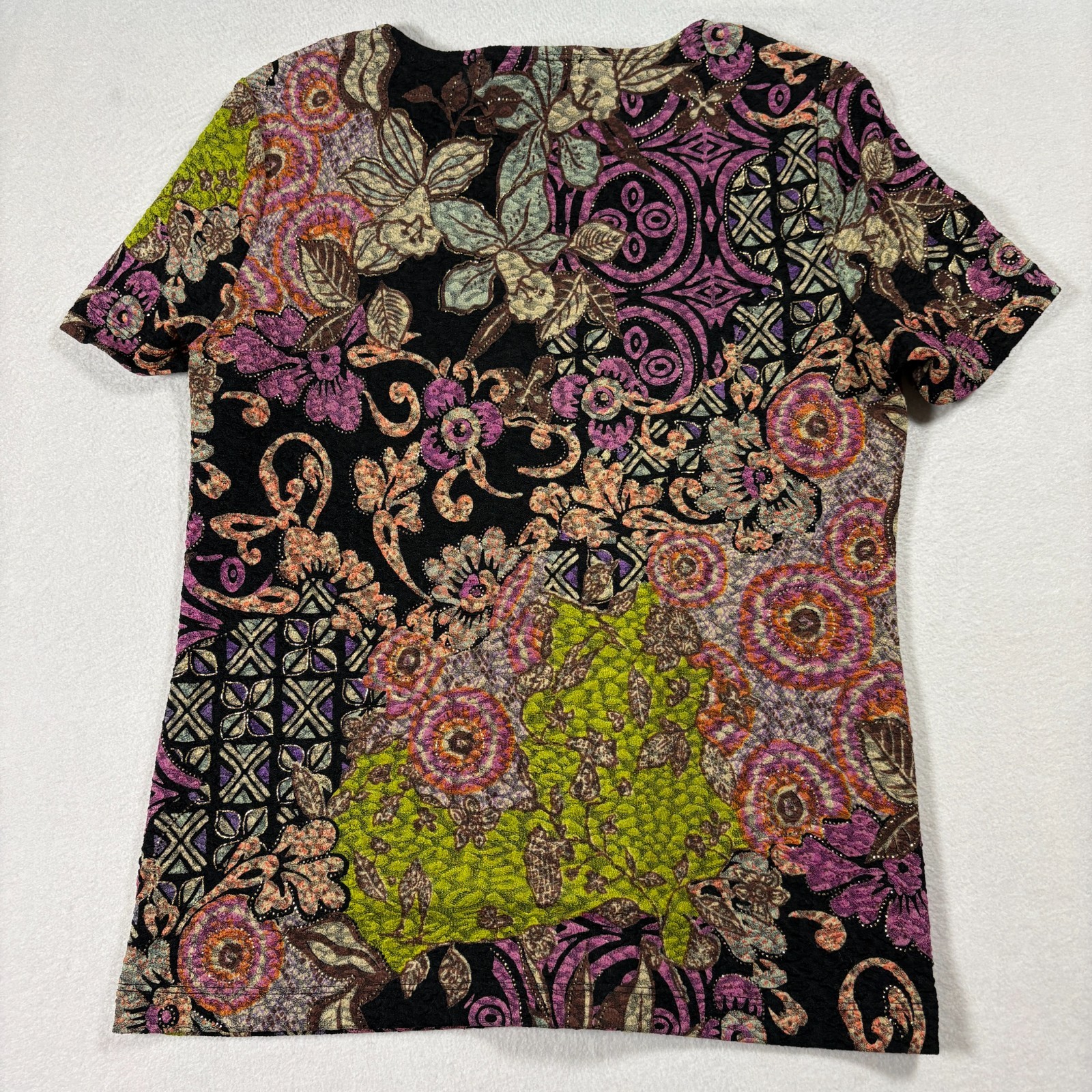 Half Moon Bay Boho Patchwork Top M Multicolor Flo… - image 5