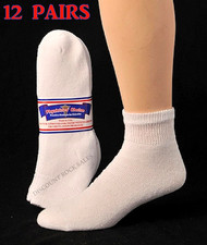 12 Pairs Mens Physicians Choice Cotton Diabetic White Ankle Socks USA Made 10-13