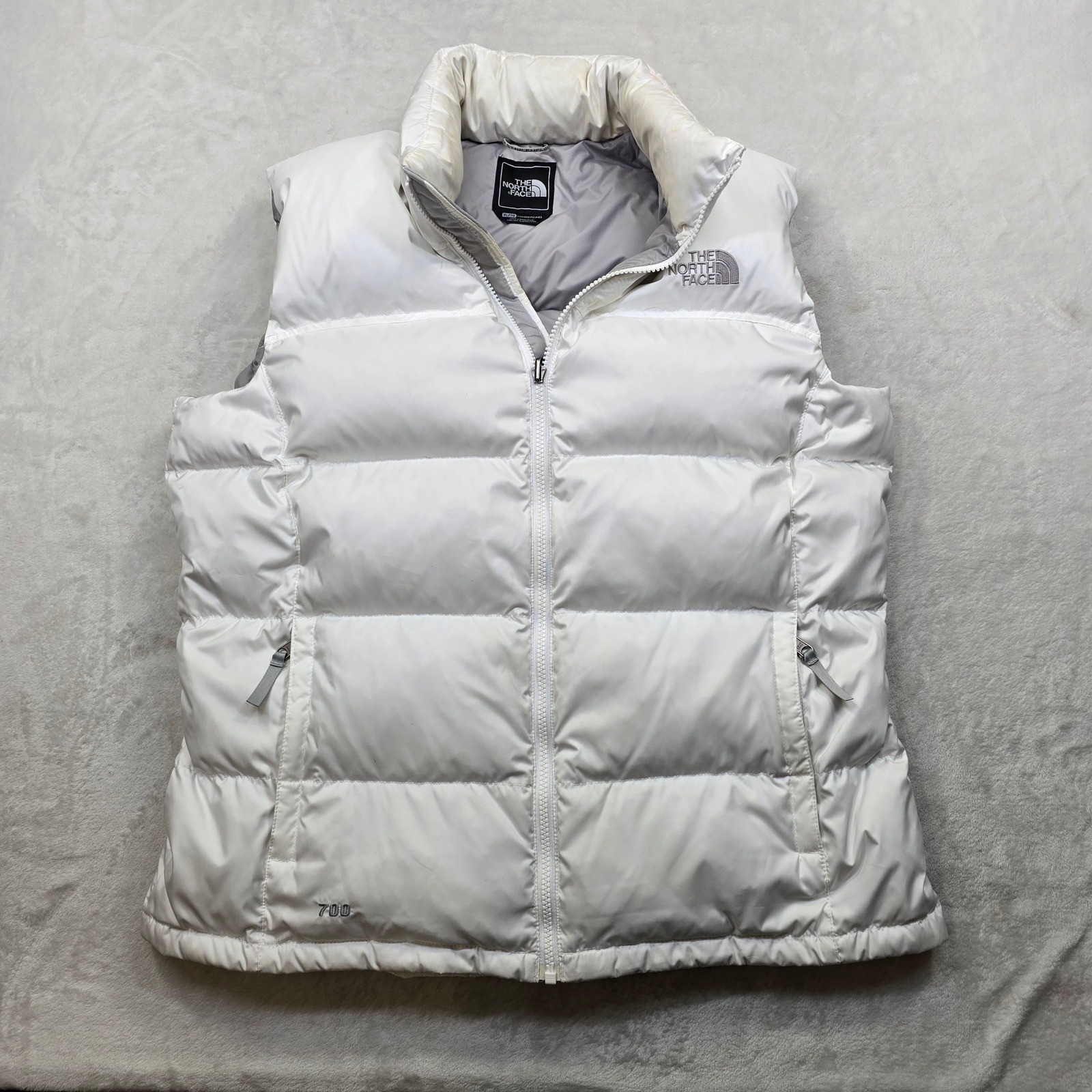 The North Face Goose Down Puffer Vest Womens XL White Nuptse Zip 700 Fill Puffy! thumbnail 2