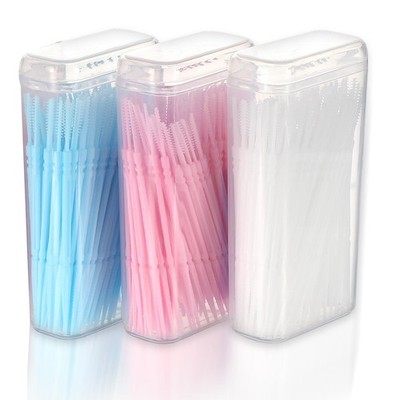 500pcs Double Head Dental Floss Interdental Brush 2-in-1 Disposable Plastic