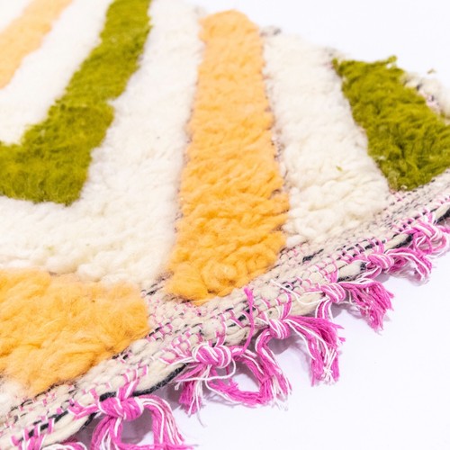 Small Colorful Moroccan Rug, Orange green Handmade for Entryway Bathroom Nursery - Picture 4 of 10
