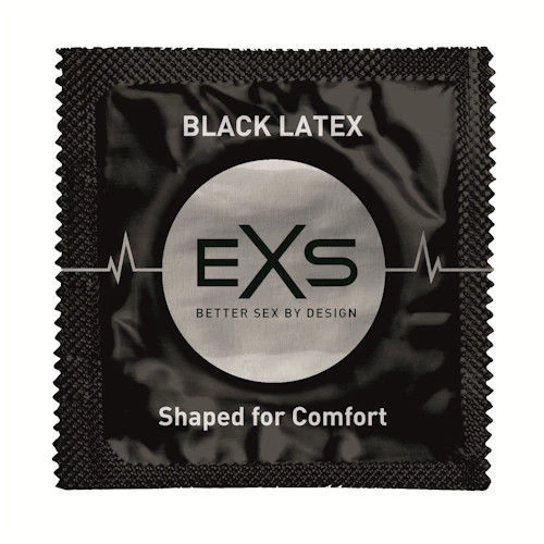 EXS Black Latex Condoms Lubricant Lube Premium Quality UK Made NHS Supplier