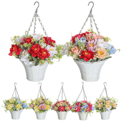 Artificial Flower Hanging Basket With Flowers Fake Plants Flowers In Baskets