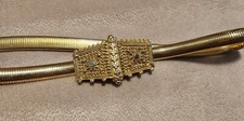 Vtg Accessocraft NYC Gold Tone Snake Stretchy Waist Ornate Buckle Belt 21"-26"