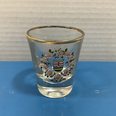 Coat Of Arms Alberta, Gold Rimmed Shot Glass, COMBINED SHIPPING (SEE STORE)
