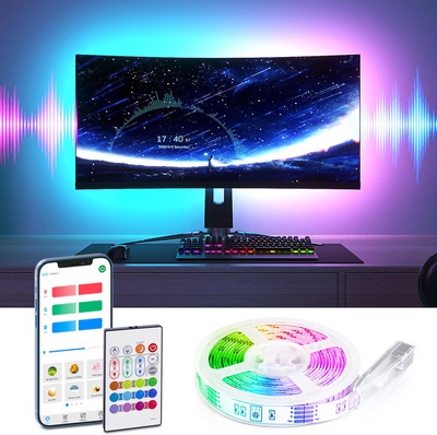 TV LED Backlight with Bluetooth APP and Remote Control, 9.8Ft LED Lights for TV 