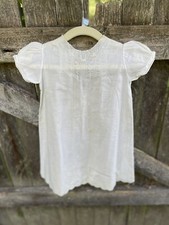 Antique Vintage Cotton Embroidered Dress For Baptism- HandMade EQUITABLE - 3 M