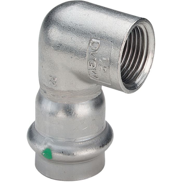 Viega Sanpress Inox Winkel 437022 22 мм x RP 3/4, 90 градусов, нержавеющая сталь,