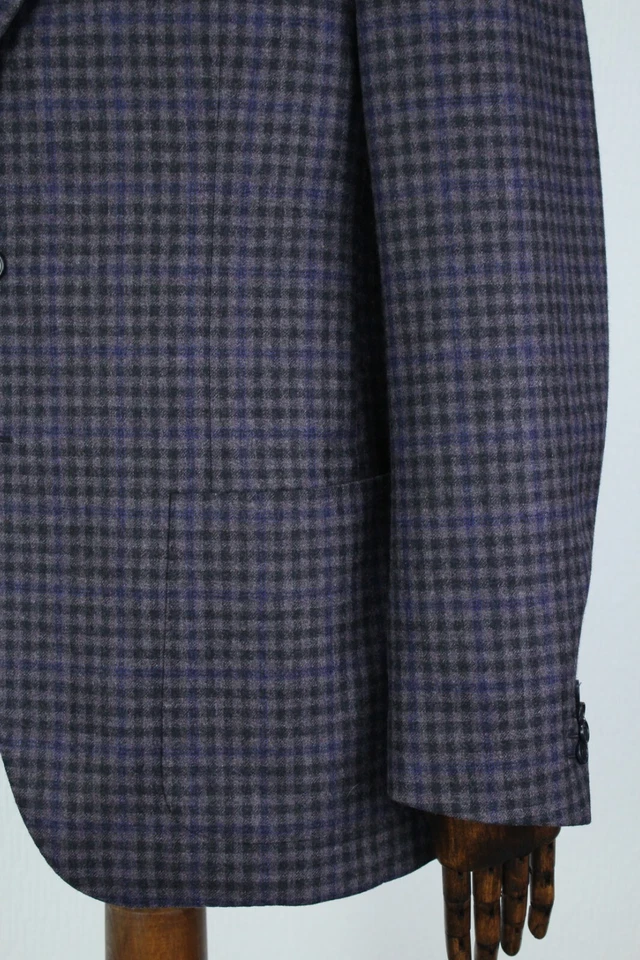 CANTARELLI Purple Check WOOL CASHMERE SILK Sport Coat Blazer Jacket 56IT 46US/UK - Image 3 of 4