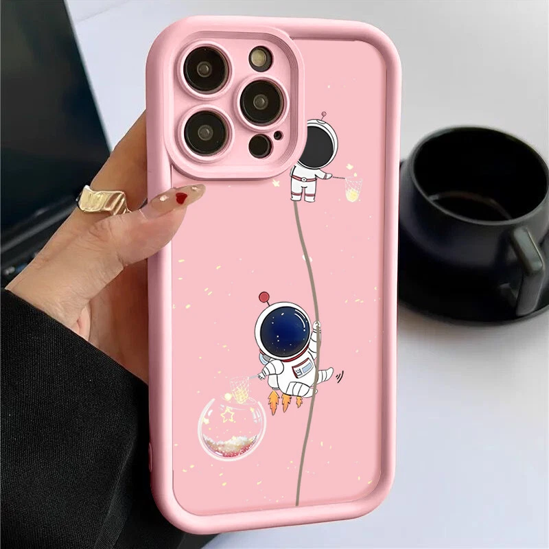 Astronaut Cartoon Phone Case For iPhone 16 Pro Max 15 14 13 12 11 Soft TPU Cover - Image 3 of 4