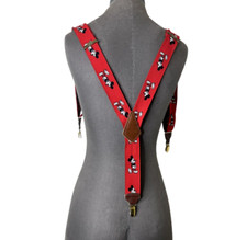 Vintage Walt Disney Co JG Hook Mens Red Mickey Mouse Suspenders West Germany