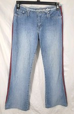 Vtg Paris Blues Jeans Womens 9 Wide Leg Light Wash Side Stripe Raw Waist Hem