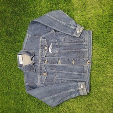 Fubu Denim Trucker Jacket Womens S/m 19x21 Dark-wash