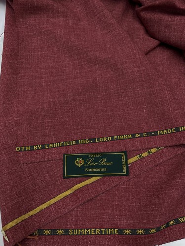LORO PIANA SUMMERTIME Suiting Fabric Burgundy Red Wool Linen Silk 1.25 meter - Picture 3 of 12