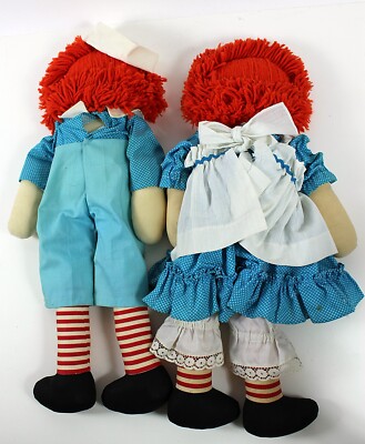 Vintage Hand Made Raggedy Ann and Andy Dolls 26
