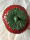 Vintage Hazel Atlas Platonite Milk Glass Strawberry 4" Sugar/Jam/Jelly Jar