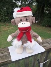 Gemmy Monkey Town Musical Dancing Sock Monkey 12" Christmas Santa Hat