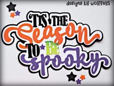 CRAFTECAFE SPOOKY KID TITLE premade paper piecing scrapbook diecut piece WOLFFEY