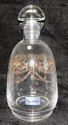 Bohemia Crystalex Czech Hand made Round Carafe Decanter w/Stopper 7 1/2 Tall