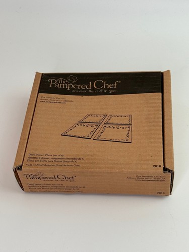 Pampered Chef Glass Dessert Appetizer Plates 2818 Daisy 6" x 6" Set of 4 New - Picture 4 of 5