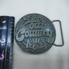 GREAT 1976 KMPS - LOVE OUR COUNTRY BICENTENNIAL RADIO STATION BUCKLE