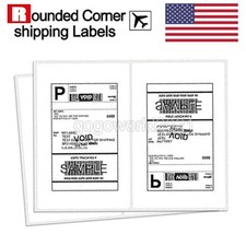 50 - 4000 8.5" x 5.5" Shipping Labels Rounded Corner Self Adhesive 2 Per Sheet