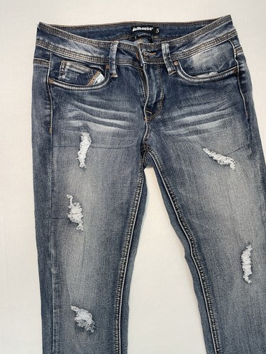 Dollhouse Denim Jeans 5 Blue Womens Charley Cropped Stretch Low Rise Ripped Dark - Picture 2 of 4