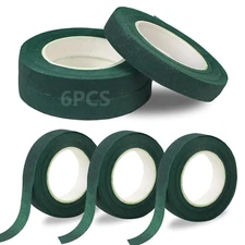 6 Roll Floral Tape 1/2Inch Flower Tape Dark Green, Floral Tapes for Bouquet