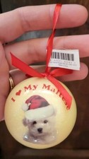 I Love My Maltese small dog puppy pet lover NEW NWT Christmas glitter ornament
