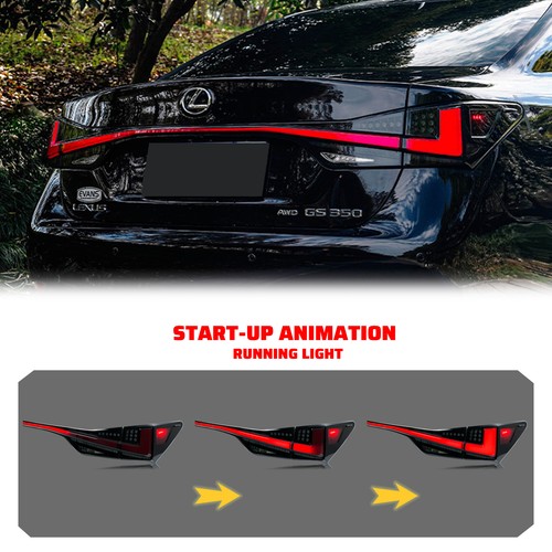 LED Tail Lights for Lexus GS350 GS200t GSF 2012-2020 Sequential Black Rear Lamps - Picture 3 of 5
