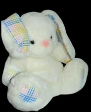 2000 13" White Bunny with Plaid Plush by Four Star Int'l