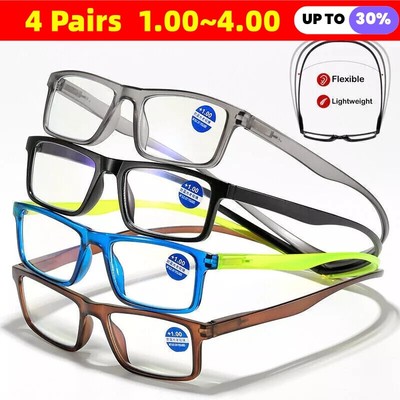 4Pcs Magnetic Reading Glasses Snap Click Neck Hang Presbyopic Eyeglasses Reader