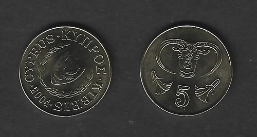 CYPRUS COIN 5 CENTS 2004 PERFECT Uncirculated COINS