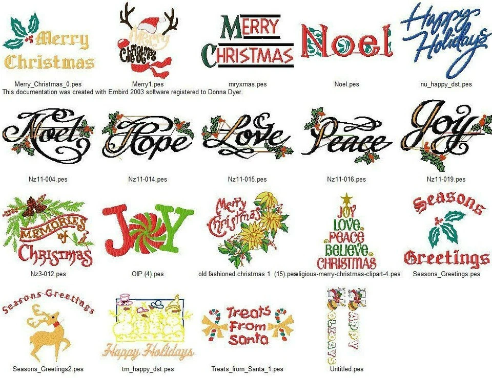 124 SALUDOS NAVIDAD WORDART MÁQUINA BORDAR DISEÑOS COLECCIÓN PES USB Foto 4 de 4