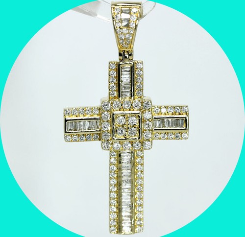 F-G diamond encrusted cross pendant 14K 