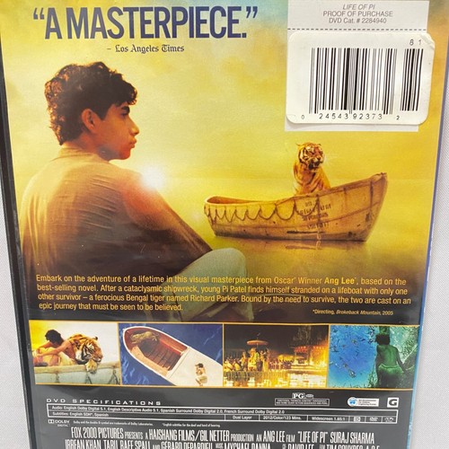 Life of PI DVD Movie 2012 With Case 20th Century Fox Not Rated - Picture 4 of 8
