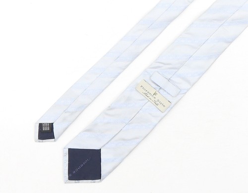 Florence Style Mens Blue Striped Silk Pointed Tie One Size - Picture 2 of 12