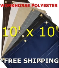 10' x 10' Workhorse Polyester Waterproof Breathable Canvas Tarp