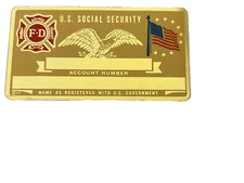 Metal FIRE DEPARTMENT Social Security  Blank Card