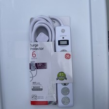 GE General Electric Surge Protector 6 Outlet 10' White Extension Cord 800 Joule