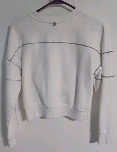 Champion Reflective Trim Brand Spellout Junior Small White Pullover Sweatshirt - Picture 4 of 8