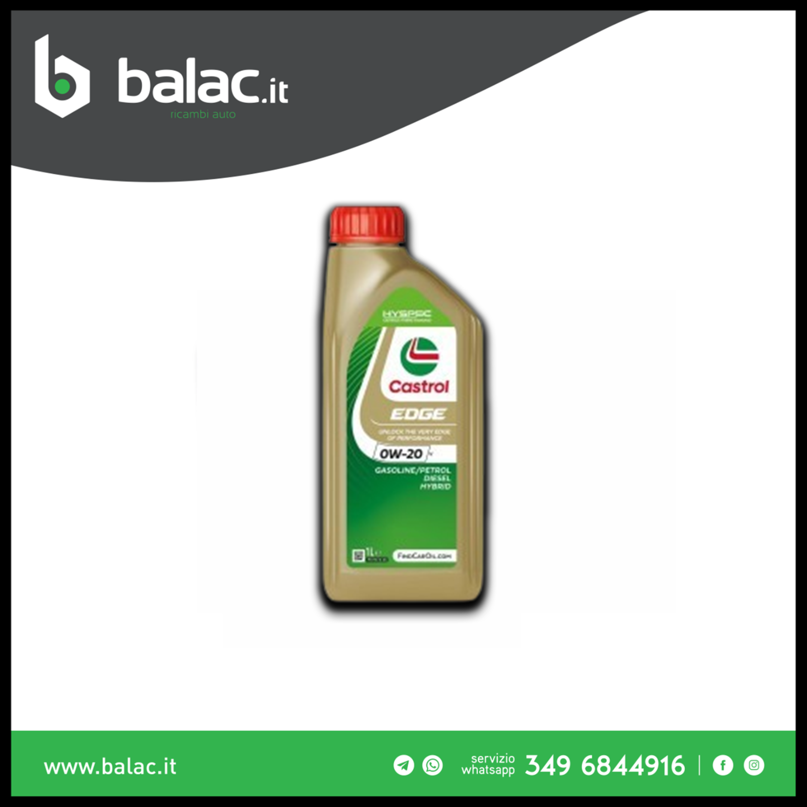 OLIO MOTORE CASTROL EDGE 0W-20 V
